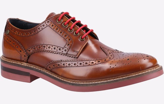 Base London Woburn Leren Heren Tan Brogues Schoenen - Image 2