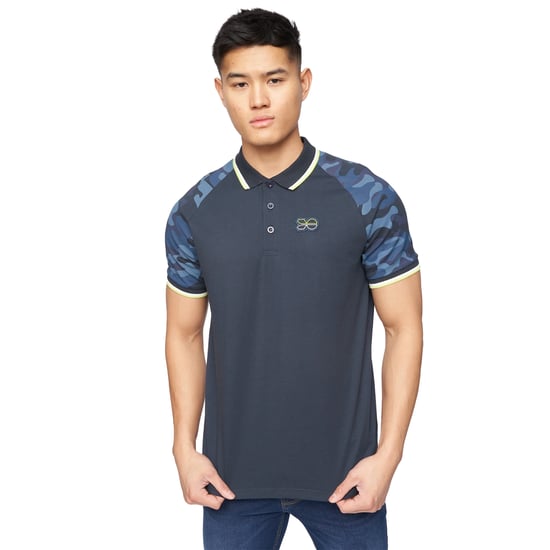 Crosshatch Mens Cramdark Camo Polo Shirt (Navy) - Image 1