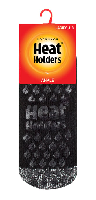 Heat Holders - Ladies Non Slip Thermal Ankle Slipper Socks with Grips - Image 2