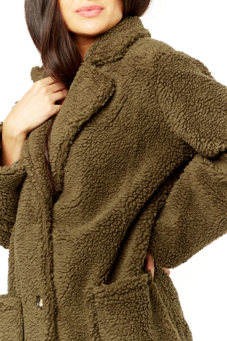 Faux Fur Longline Teddy Overcoat