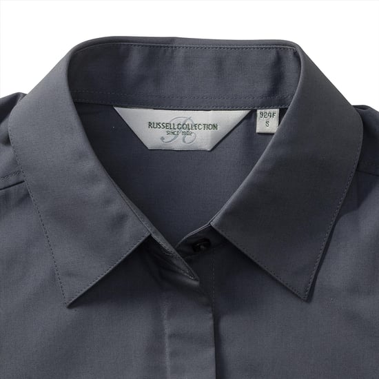 Russell Collection Ladies/Womens Short Sleeve Poly-Cotton Easy Care Poplin Shirt (Convoy Grey)