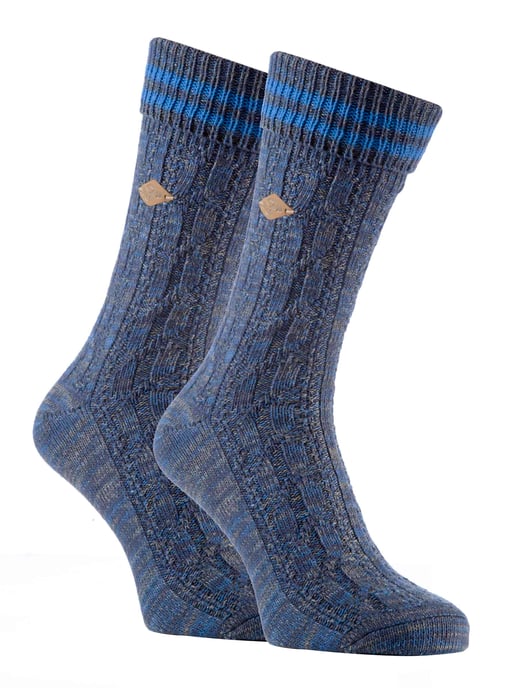 2 Pack Mens Cable Knit Cotton Boot Dress Socks with Turn Over Top - Image 1