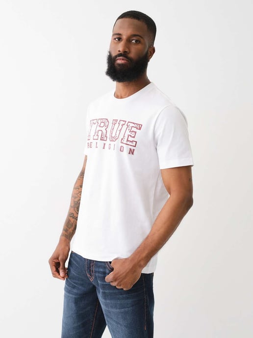 Short Sleeve Paisley Flock Tee in White