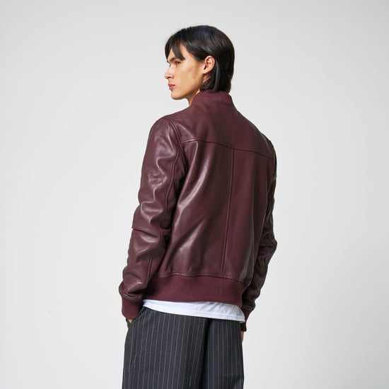 Barneys Originals Bomber Jacket In Burgundy