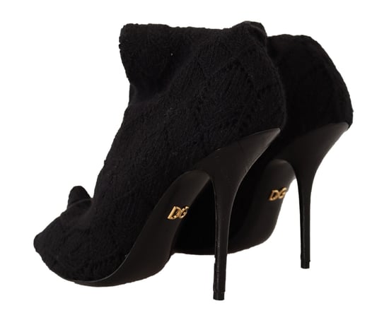 Dolce & Gabbana Dames Zwarte Stretch Kousen Kniehoog Enkellaarsjes - Image 4