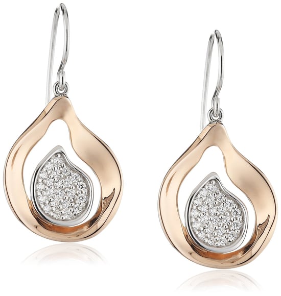 Orphelia Women's 925 Sterling Silver Drop Earrings - Silver/Rose ZO-5194 - Image 1