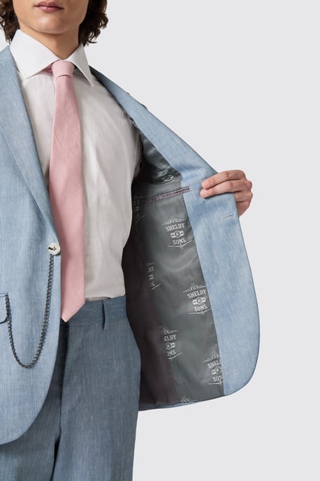 Looten Slim Fit Blue Linen Jacket