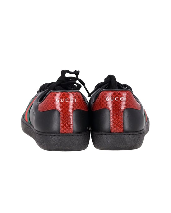 Gucci Ace Sneakers with Python Embossed Panel in Black Leather - Image 4