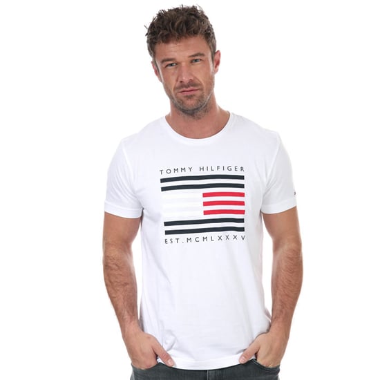 Men's Tommy Hilfiger Corp Flag Line T-Shirt in White - Image 1