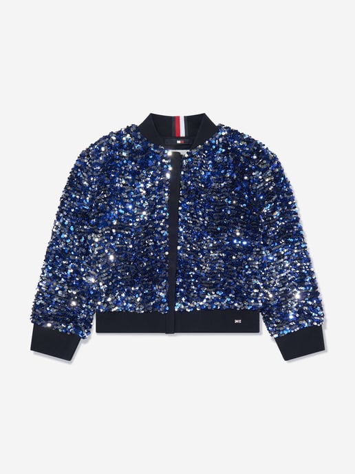 Tommy Hilfiger Girls Sequin Varsity Jacket in Blue