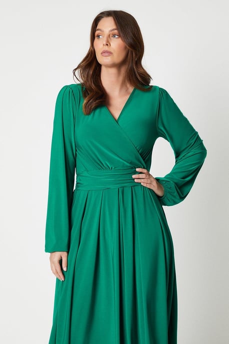 Tall Jersey Wrap Pleated Midi Dress - Image 2