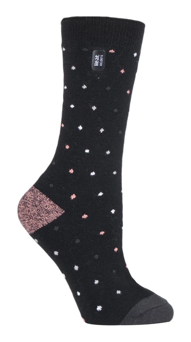 Heat Holders - Dam Ultra Lite Thermal Borstad Innergarn Design Strumpor - Black Spots (Berry) - Image 1
