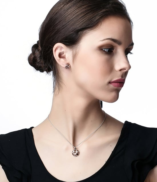 Orphelia 'Elvina' Dames 925 Sterling Zilveren Set: Ketting-Hanger + Oorbellen - Zilver SET-7085 - Image 4