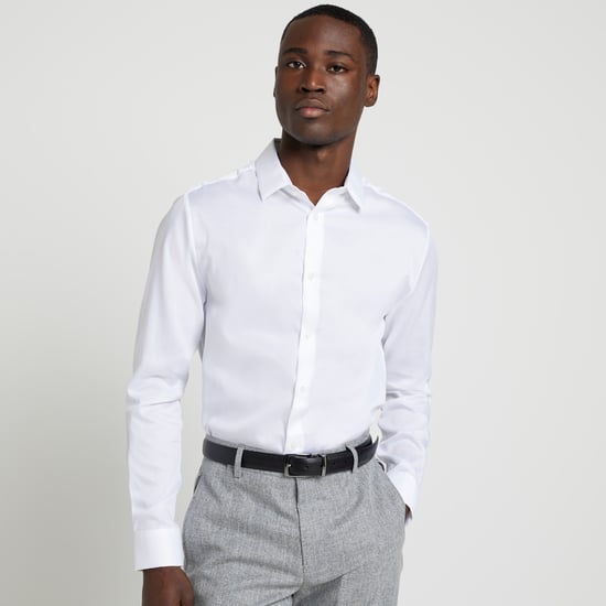 River Island Mens Shirt White Slim Fit Easy Iron