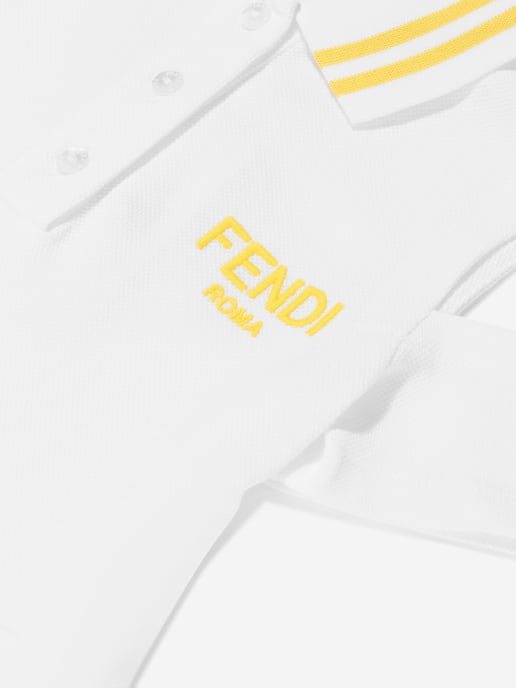 Fendi Girls Logo Polo Dress in White - Image 3