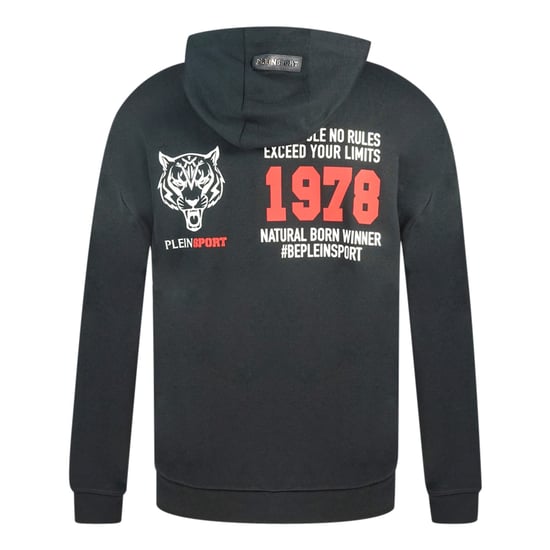 Plein Sport Block Tiger Logo On Chest Black Hoodie