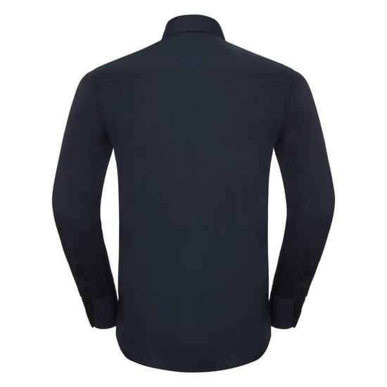 Russell Collection Mens Long Sleeve Poly-Cotton Easy Care Tailored Poplin Shirt (French Navy) - Image 2