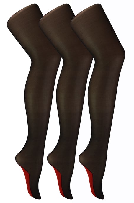Sock Snob - Womens Vintage Seamed Tights | 3 Pair Multipack | 40 Denier Knee High Ultra Sheen Tights with Line Up the Back - Black / Red - Image 1