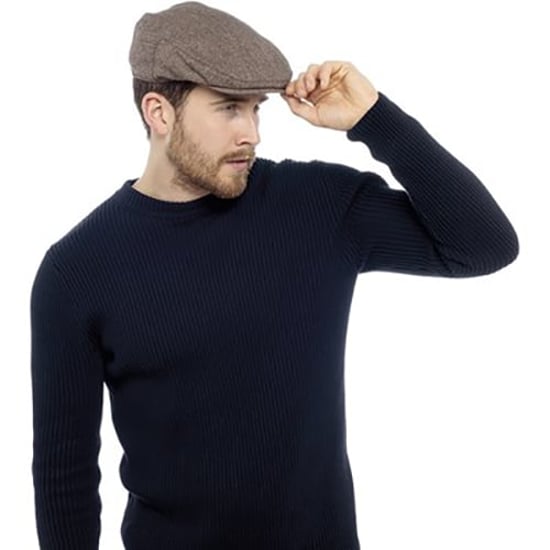 Mens Checked Wool Blend Traditional Flat Cap - Image 2