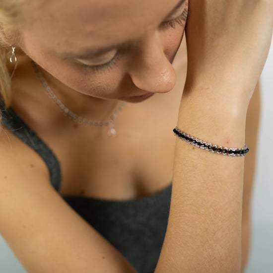 Luxenter lailai bracelet in 925 sterling silver and black crystal with rhodium-plated finish