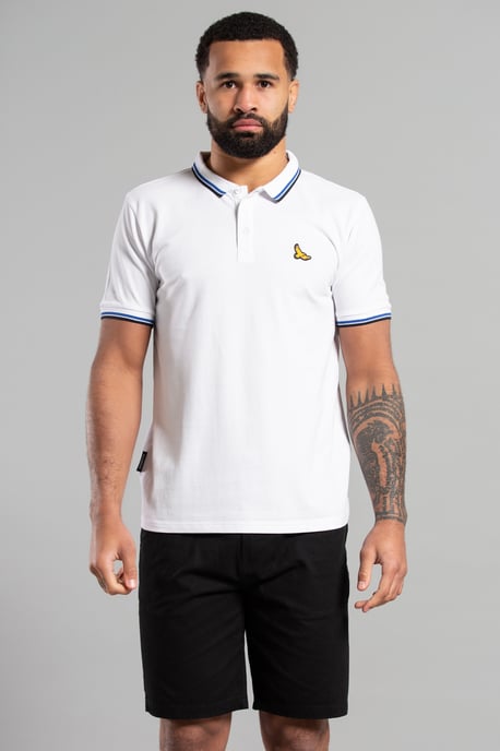 White Short Sleeve Cotton Contrast Collar Polo Shirt