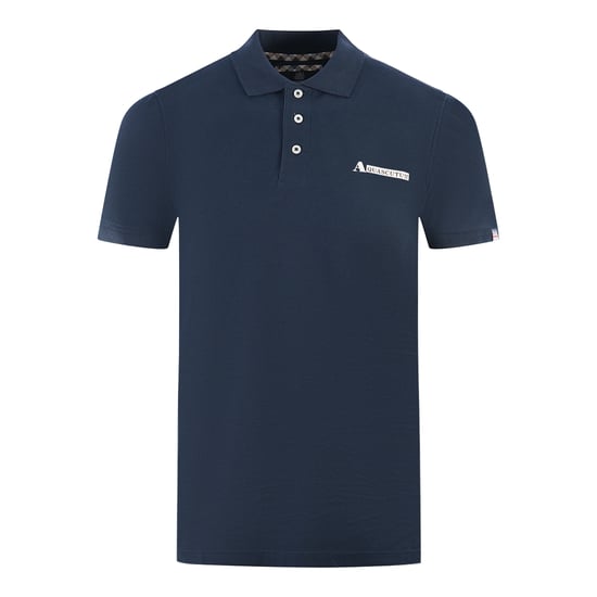 Aquascutum Boxed Logo Navy Blue Polo Shirt - Image 1
