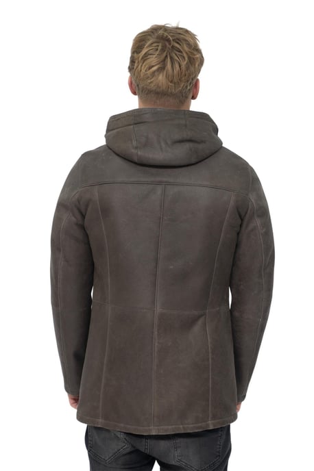 Men's sheepskin parka coat with hood - Alafaya