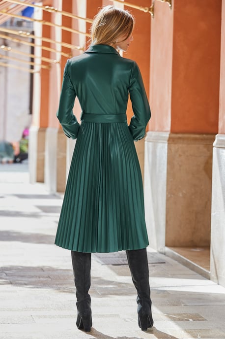 slim fit dress slacks Look of Love Olive Green Faux Leather Dress, Large - The Mint Julep Boutique main image 0