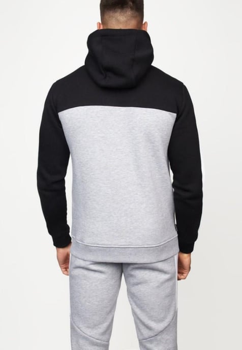 Gym King Koen Mens Zip Up Hoodie Black/Grey - Image 2