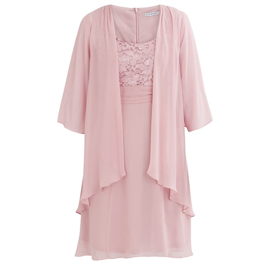 Aribelle Short Empire Waist Jacket Dress With Tie Waist Detail And Lace Bodice.