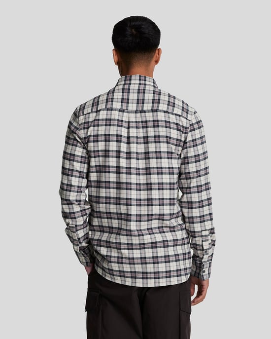 Mens Check Flannel Shirt in Navy - Image 3