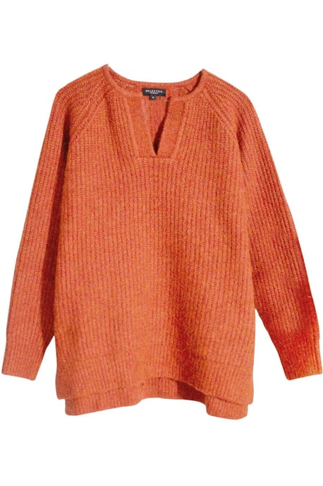 Round Notch Neck Wool Blend Jumper