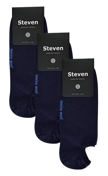 Steven - 3 Pairs Multipack Mens Merino Wool Invisible Socks - Navy - Image 2