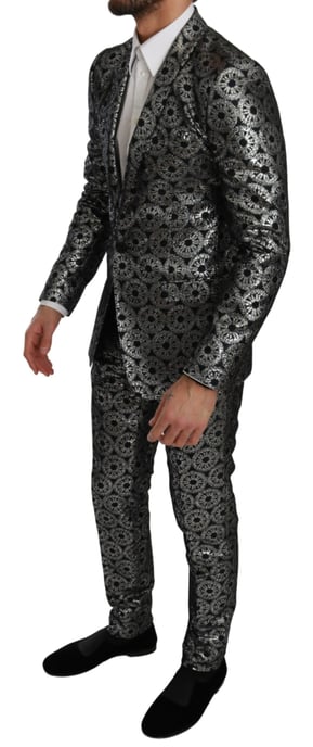 Dolce & Gabbana Blue Silver Slim Fit GOLD 2 Piece Suit
