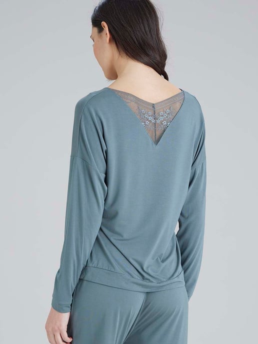 Botanical Lace Slouch Top - Sage