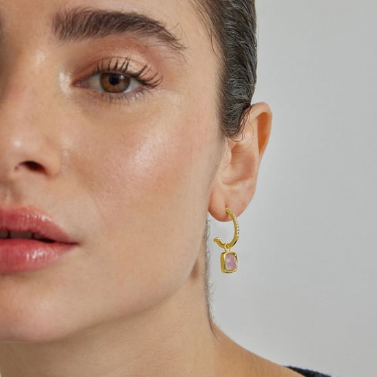 Luxenter Ourhis Earrings with Purple Crystal finished in 18K Yellow Gold