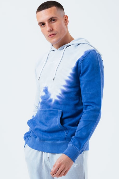 Hype Grey Navy Tie Dye Scribble Logo Men'S Pullover Hoodie