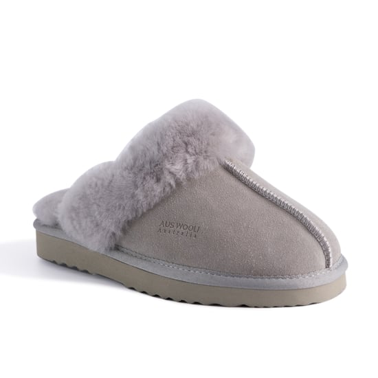 Aus Wooli "Sydney" Australia Sheepskin Wool Slippers, Light Grey