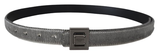 Dolce & Gabbana Men's Silver Leather Tone Square Metal Buckle