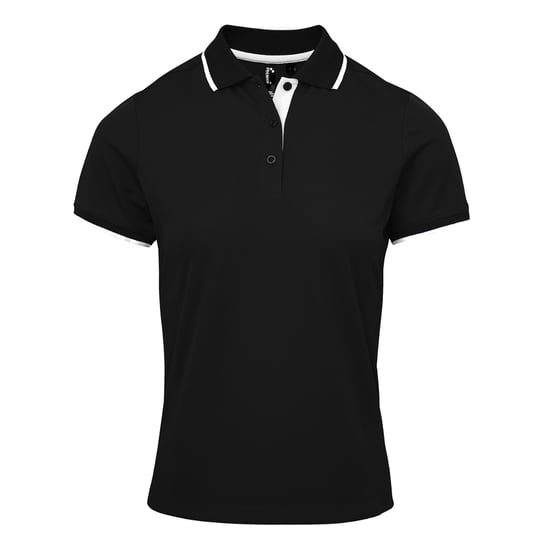 Premier Dames/Dames Coolchecker Contrast Piqué Poloshirt (Zwart/Wit) - Image 1