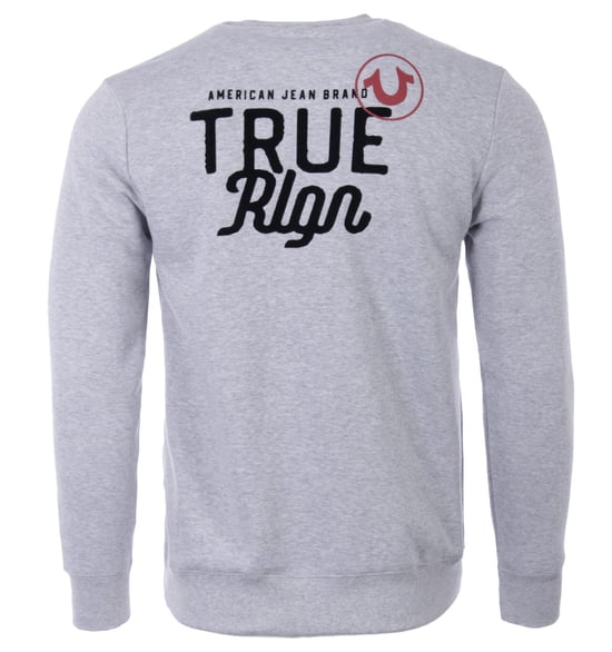 True Religion Flock Logo Crew Neck Sweatshirt - Heather Grey