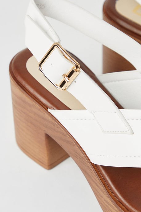 Sabine Cross Strap Wood Effect Platform Heeled Sandals