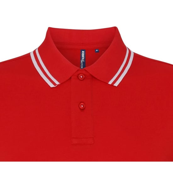 Asquith & Fox Mens Classic Fit Tipped Polo Shirt (Red/ White) - Image 3