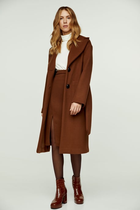 Chocolate Brown Colour Faux Mouflon Pencil Skirt