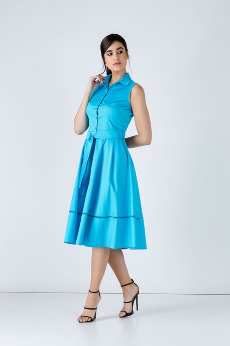 Turquoise Button Detail Dress - Image 4