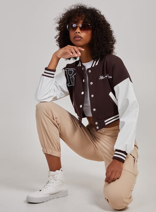 Contrast Sleeve Baseball Jacket