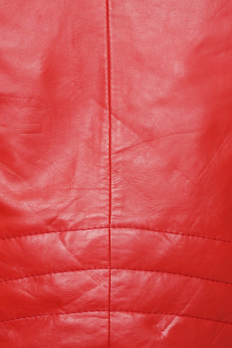 Pelle D’annata Ladies Real Leather Biker Jacket in Red