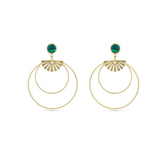 Luxenter Malachite earrings finished in 18K yellow gold - Mobu
