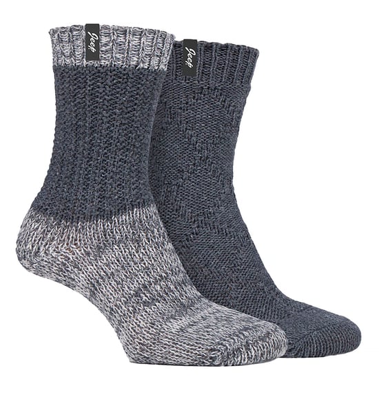 Ladies Wool Boot Socks | Jeep | Cable Knit Socks for Women, Thick Ribbed Knit Winter Socks for Outdoor and Leisure Wear - Charcoal / Cream - Image 1