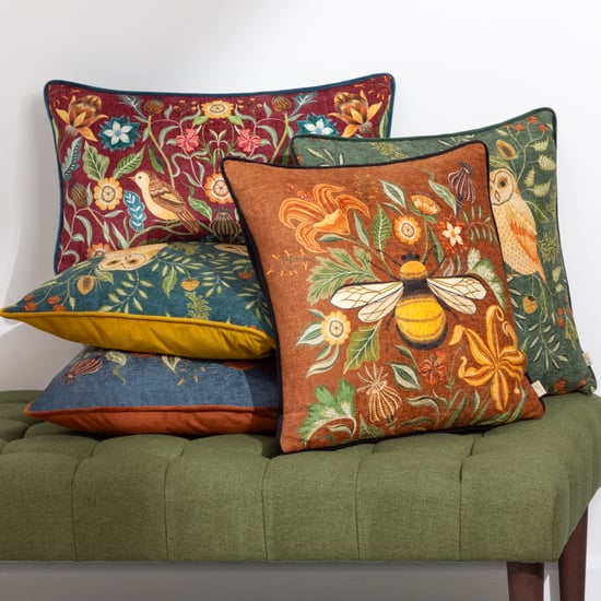 Evans Lichfield Hawthorn Birds Chenille Piped Polyester Filled Cushion - Image 5